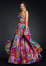 2012 Sean Prom Dresses 70528.  Available in Fuchsia Multi